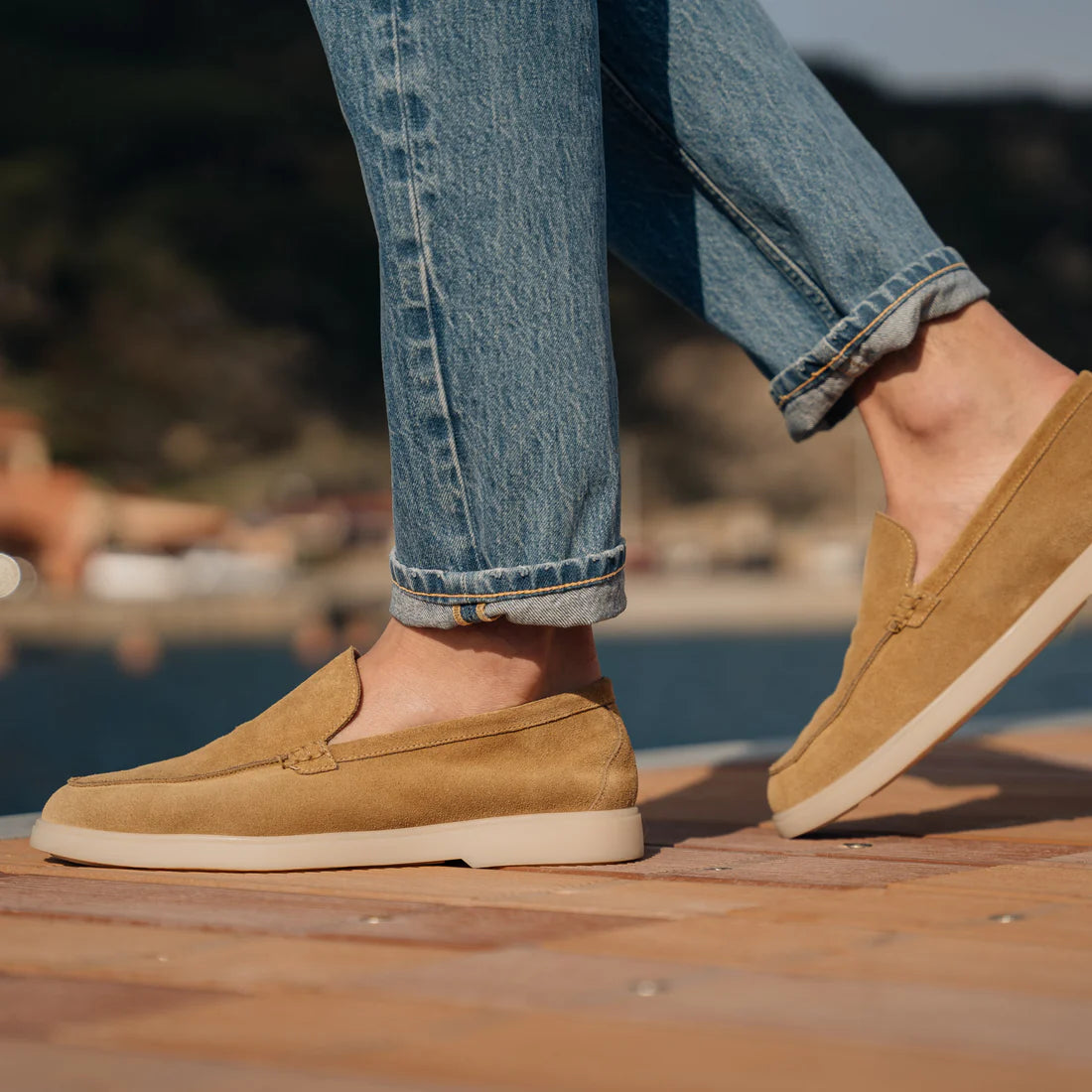 Beige Suede Loafers Ultra-Light Weight