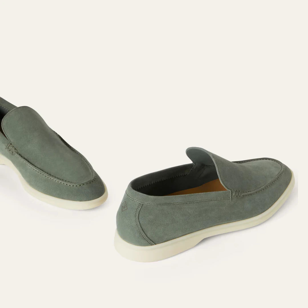 Grey/Green Suede Loafers Ultra-Light Weight