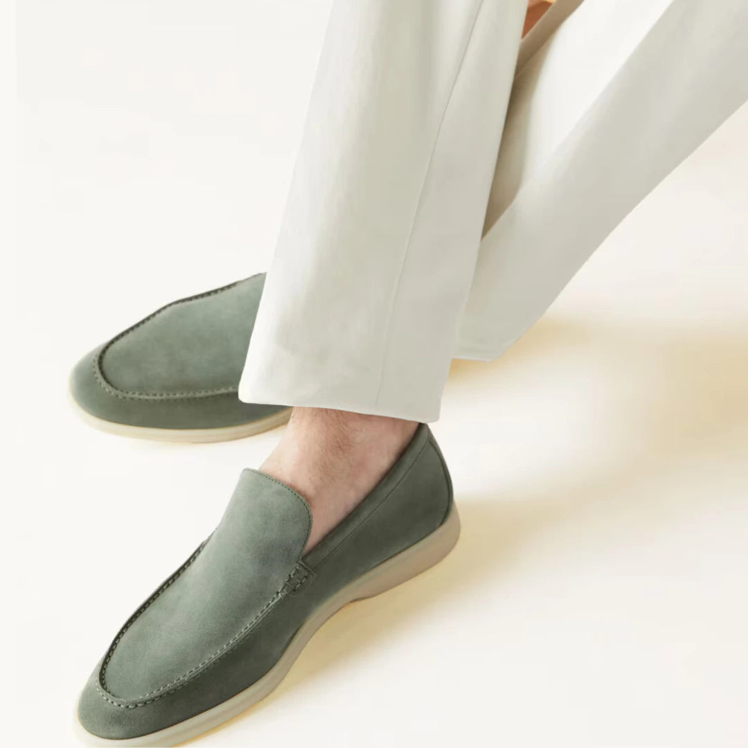 Grey/Green Suede Loafers Ultra-Light Weight